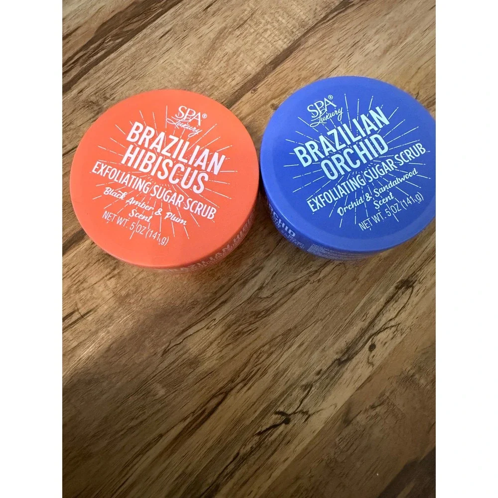 Spa Luxury 1 Brazilian Hibiscus & 1 Orchid Exfoliating Sugar Scrub Set 5oz Each